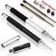 MEKO 3 in 1 Stylus Pen Eingabestift mit 2X Kugelschreiber,2X Fiber Tipps (Schwarz/Silber)